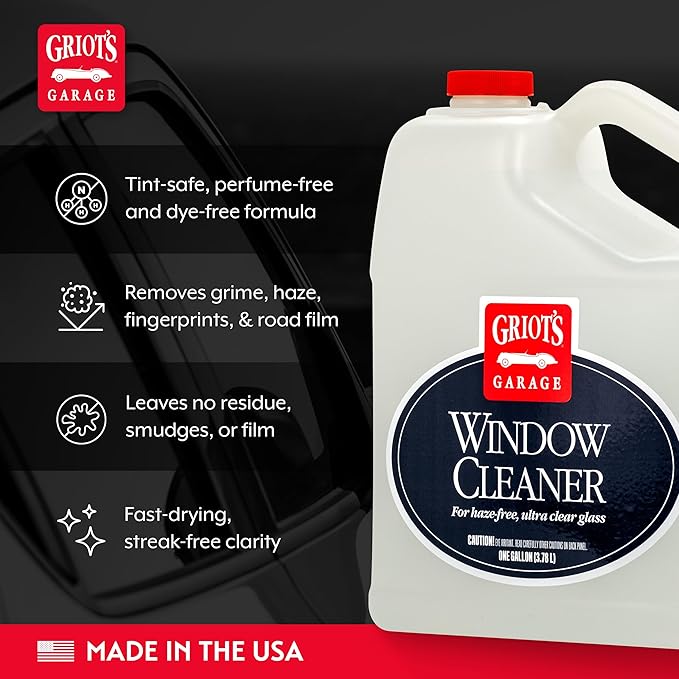 Griot's Garage Window Cleaner, Cleaning Spray for Automotive Windows, Mirrors, Shower Doors, and More, 11101, One Gallon