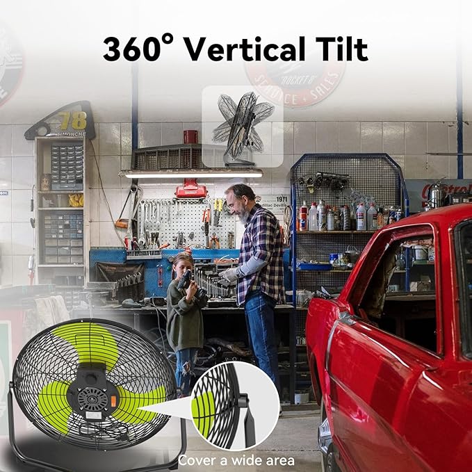 20 Inch Floor Fan Pro Series - High Velocity Floor Fan for Commercial, Residential, Warehouse, Covered Patio, Shop, Garage, Barn, 3 Speed 360-Degree Tilt 5300 CFM UL Safety Listed