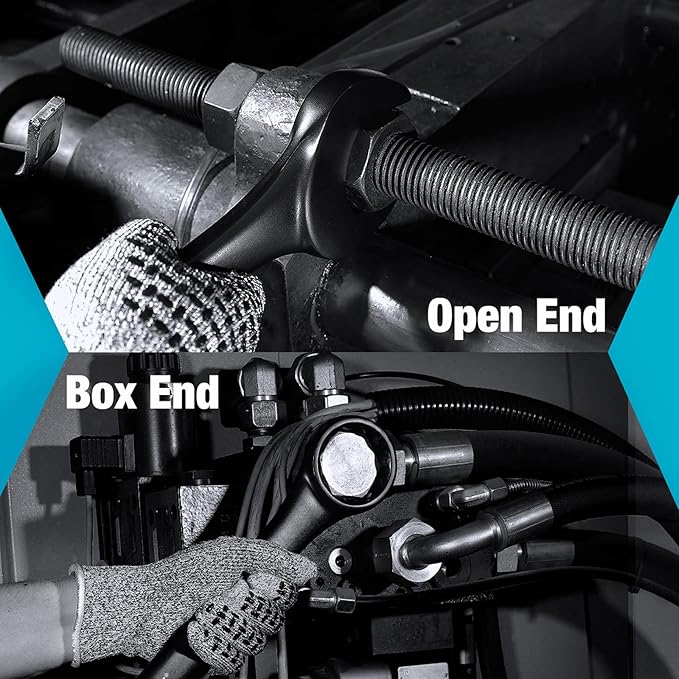 DURATECH Jumbo Combination Wrench Set, Metric, 6-piece, 35-50 mm, CR-V Steel, black electrophoretic coating, with Pouch