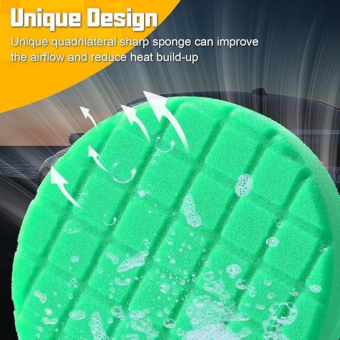 Buffing Polishing Pad, 3Pcs 5 Inch Green T120 Heavy Cut Buffing Pads, Premium Buffing Sponge Pads for Car Buffer Polisher Compounding, Polishing, Waxing Pads