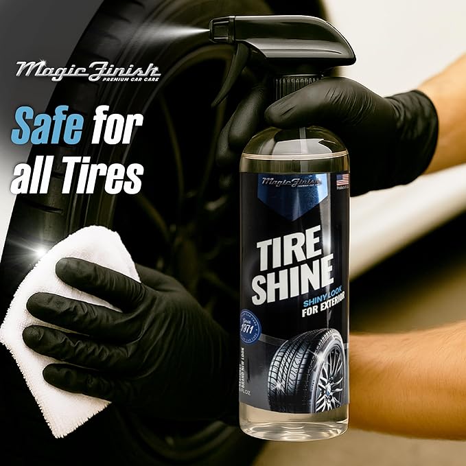 Magic Finish Tire Shine (16 fl oz) – Silicone-Based Tire Dressing for Long-Lasting Wet Look – High-Gloss Car Cleaning Supplies for Pro Detailing Results