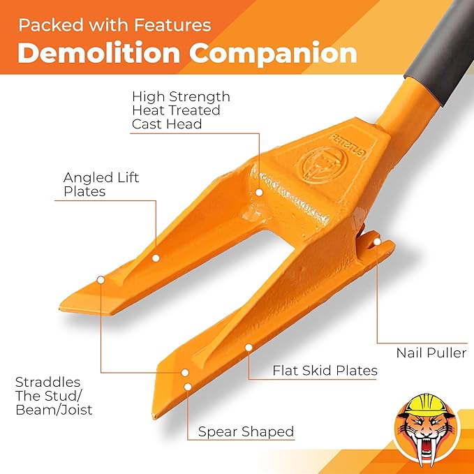 30” Demolition Pry Bar & Crowbar – Oval Handle Wrecking Bar for Ceiling & Wall Demo – Heavy Duty Nail Puller Tool for Contractors, Firefighters & Home Renovations