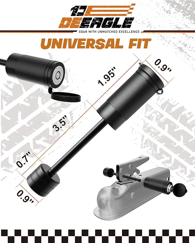 DEEAGLE Trailer Coupler Lock, Include Universal Trailer Ball Lock, 1/4”Dia 3-1/2” Span Hitch Pin Lock