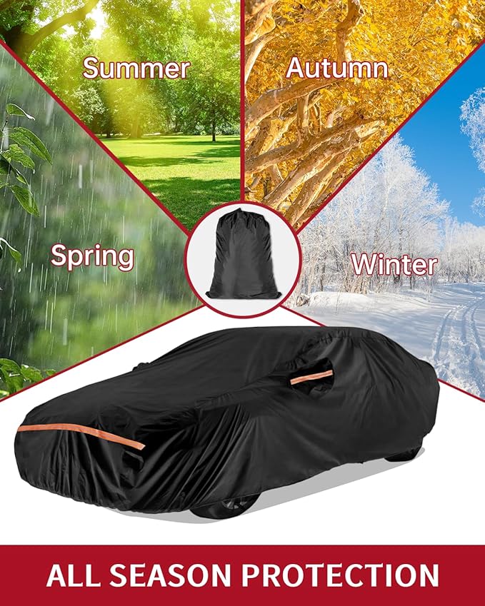 Car Cover for Mazda MX-5 Miata 1989-2025 | Heavy Duty Outdoor Full Exterior Cover | Sun, Rain, UV, Dust, and Snow Protection with Door Zipper (Black)