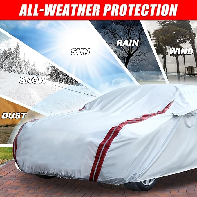 Waterproof Car Covers Replace for 2009-2025 Porsche Cayenne, 6 Layers All Weather Custom-fit Car Cover with Zipper Door & 18 Ponit Windproof Bands for Snow Rain Dust Hail Protection