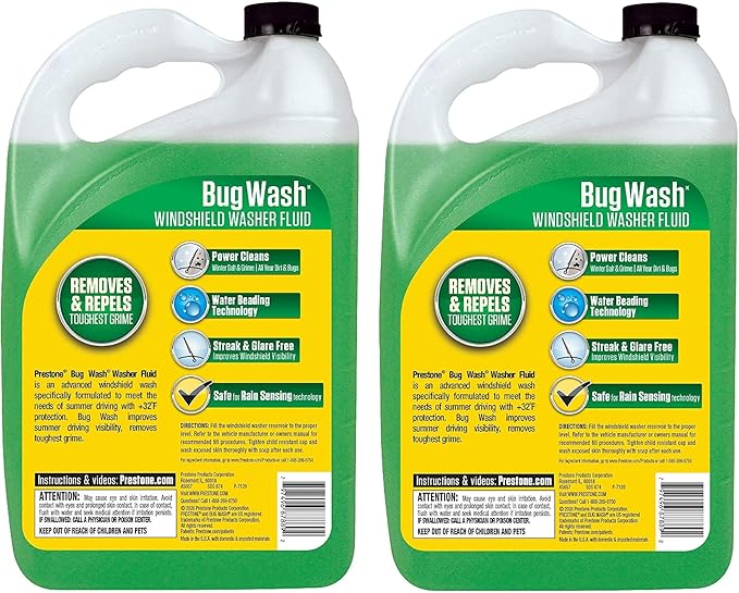 Prestone AS657 Bug Wash Windshield Washer Fluid, 1 Gallon (Pack of 2)