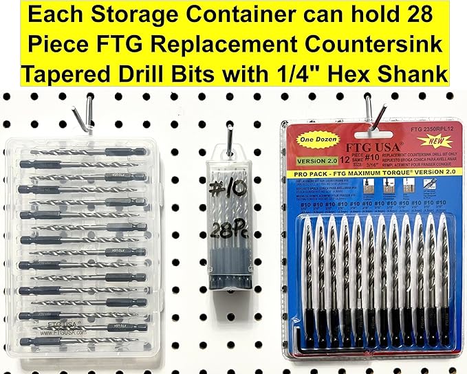FTG USA Storage Container 4 Piece Large Size Extendable Plastic Box Used as Storage Case for Countersink and Replacement Drill Bits
