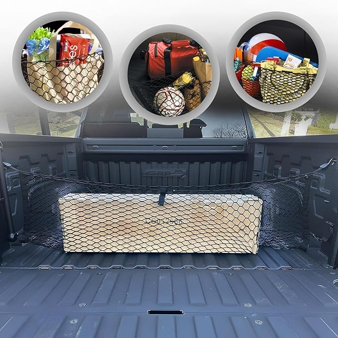 Envelope Style Trunk Mesh Cargo Net for Chevy Silverado Accessories WT LS LT LTZ 2013-2025, 2026 - Premium Trunk Organizers and Storage - Cargo Net for Pickup - Truck Bed Net for Chevy Silverado