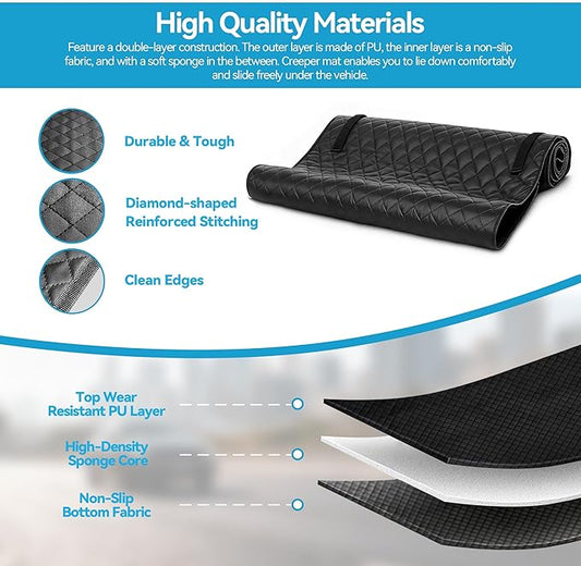 Magic Creeper Rolling Mat 58''x28'' Portable Under Car Repair Mat Folding Repairing Mechanic Pad Automotive Garage Creeper Mats For Working On The Ground For Self-Driving Tour Long-Haul Truck