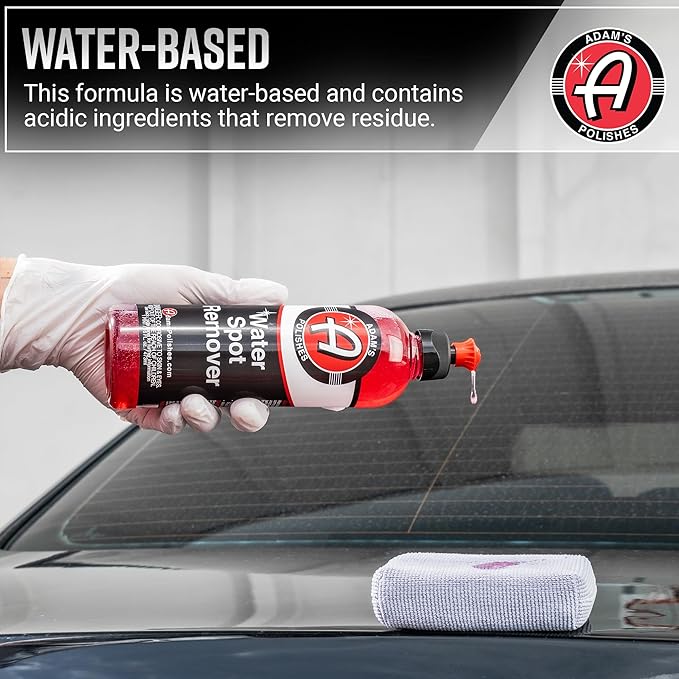 Adam's Polishes Water Spot Remover - Hard Water Stain Remover for Glass, Shower Doors, Paint, Windows, Car Detailing | Calcium, Magnesium & Soap Scum Remover