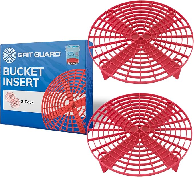 Grit Guard The Original Red Bucket Insert (2 Pack) | 10" Diameter Car Wash Bucket Guard for Car Washing & Detailing | Compatible with 3.5, 4, 5 and 6 Gallon Buckets