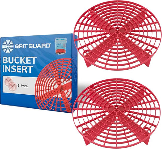 Grit Guard The Original Red Bucket Insert (2 Pack) | 10" Diameter Car Wash Bucket Guard for Car Washing & Detailing | Compatible with 3.5, 4, 5 and 6 Gallon Buckets
