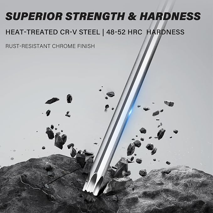 HAUTMEC 9PCS Torx Star Key Set, T10-T50 Star Allen Wrench with Visible Size Coding, CR-V Steel, Drilled Tips & Non-Slip Colorful Handles for Automotive, Bike, Furniture Repair
