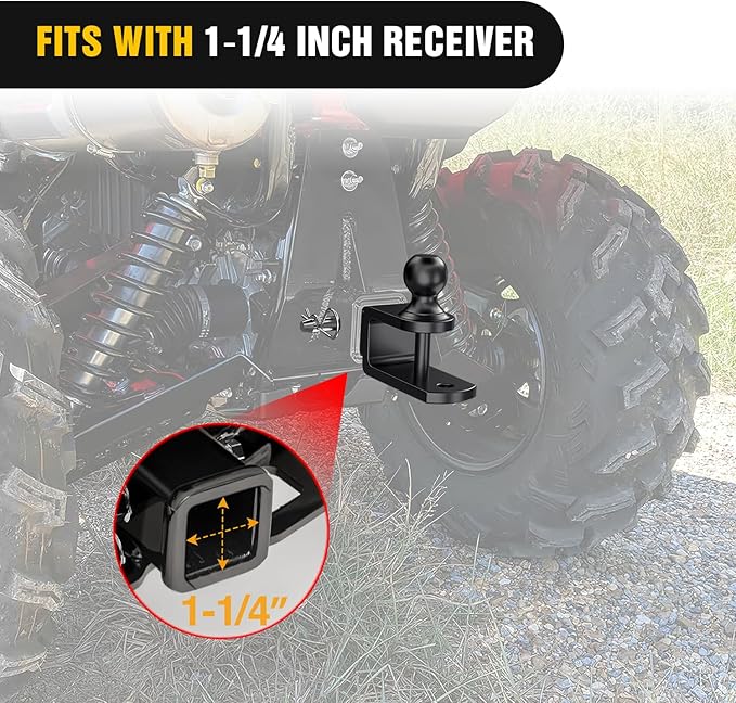 Nilight 3 in 1 ATV UTV Multi Hitch Mount with 1-7/8 inch Ball Hitch Rated 2000 LBS Fits 1-1/4 Inch Receiver Winch Strap Loop Rated 5000 LBS