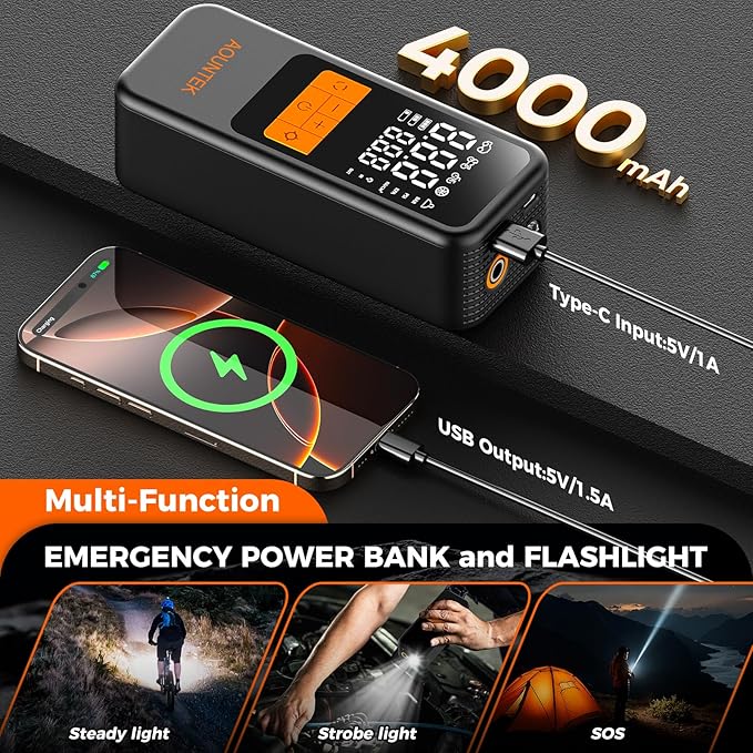 Tire Inflator Portable Air Compressor Portable Air Pump For Car Tires with Digital Pressure Gauge 150 PSI Fast Inflation Auto Shut Off Function Cordless Electric Air Pump for Bike Motorcycle Ball,etc