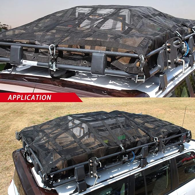Surmountway Cargo Net for Pickup Truck Bed with Mesh(96" x 80"), Truck Bed Cargo Net Capacity 1100LBS, Heavy Duty Cargo Nets with Adjustable Cam Buckles & S-Hooks, Truck Cargo Net for Trailer Trucks