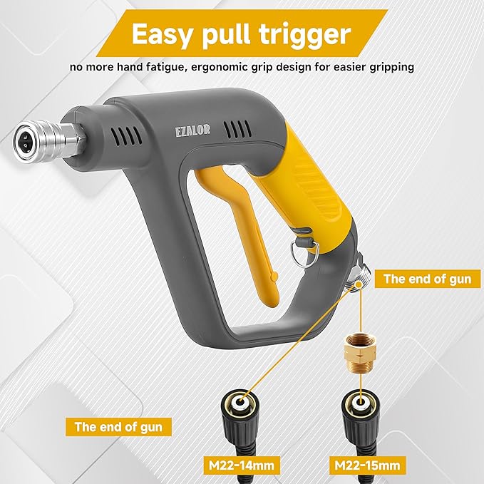 Short Pressure Washer Gun with Foam Cannon, High Power Washer Gun Snow Foam Lance with 5 Power Washer Nozzle Tips, 1/4 Inch Quick Connector, 4000 PSI, 1 Liter