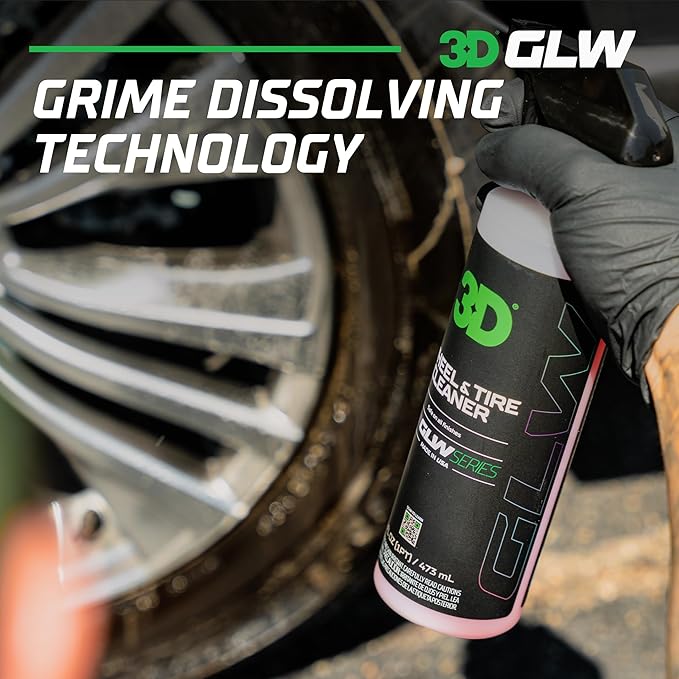 3D GLW Series Wheel & Tire Cleaner – Deep Cleaning All-in-One Formula | Removes Brake Dust, Grime, Tire Browning | Safe on All Wheels | DIY Car Detailing |16 oz