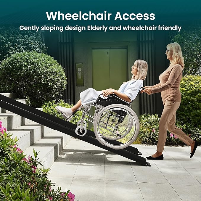 Wheelchair ramp 8FT, Lightweight, Retractable and Portable, can be Used for Wheelchair ramps, Comes with a Handbag-Black