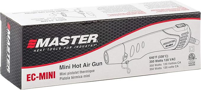 Master Appliance EC-MINI Heat Gun for Crafts, Shrink Wrap, Heat Shrink Tubing, Wire Connectors, Electrical Connectors, Epoxy Resin, Candle Making Heatgun, Embossing Hot Air Gun w/Heat Shrink Reflector