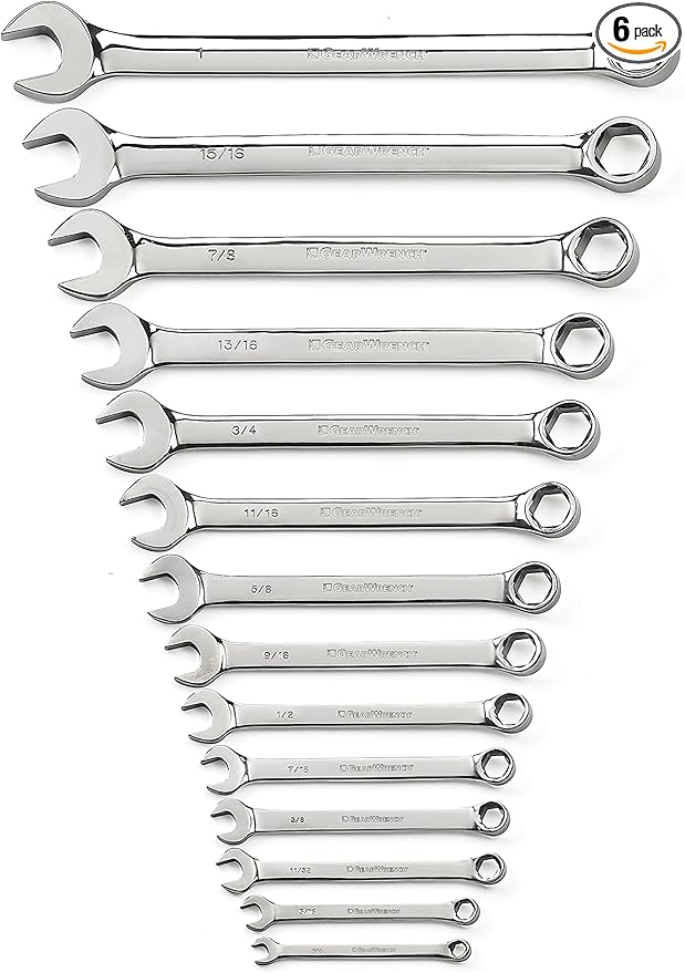 GEARWRENCH 14 Pc. 6 Pt. Combination Wrench Set, SAE - 81924 (Pack of 6)