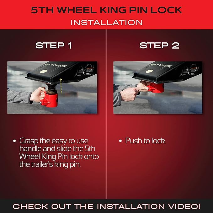 Equipment Lock 5th Wheel Trailer Kingpin Lock - Powder Coated Steel 5th Wheel Hitch Lock - Anti-Theft Tow Hitch Lock - Durable, Secure Fifth Wheel Lock for Theft Prevention and Trailer Security