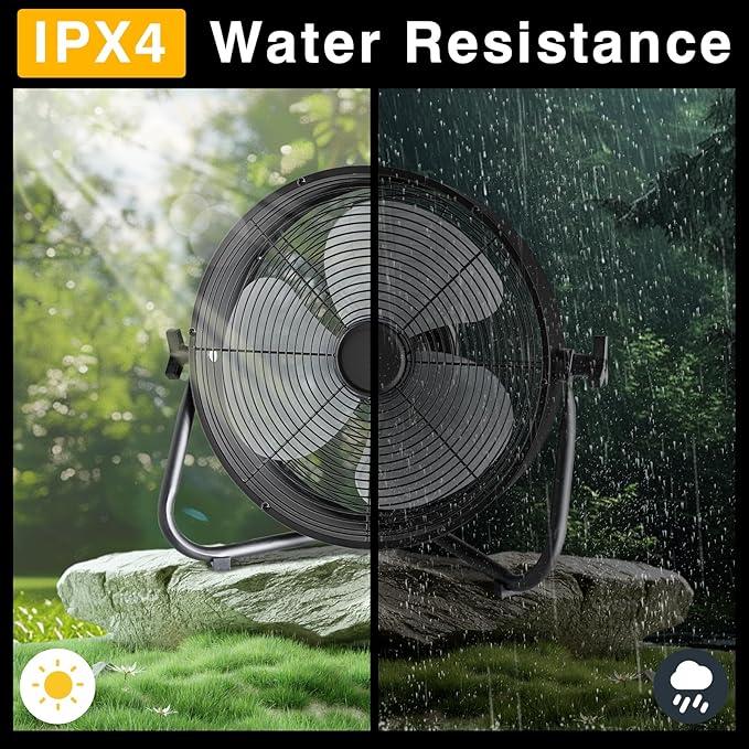 Rechargeable Battery Operated Drum Fan, Portable Outdoor Hurricane Emergency 7-47H Large Battery 12" Floor Fan Hi-Velocity Low Noise Cordless, Watching Event Camping Travel Indoor Home Patio
