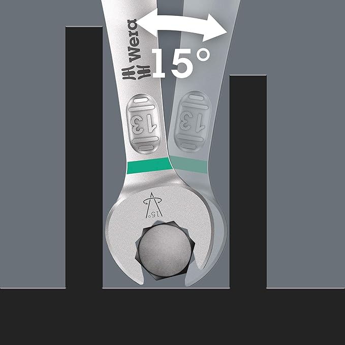 WERA - 05020235001-9642 Magnetic Rail 6003 Joker Imperial 1 Ring Spanner Set, 8 Pieces