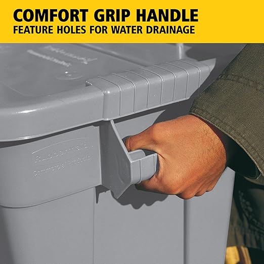 Rubbermaid Commercial Products Brute Tote Storage Container with Lids-Included 20-Gallon Gray Rugged/Reusable Boxes for Moving/Storing in Garage/Basement/Attic/Jobsite/Truck/Camping 2 Pack