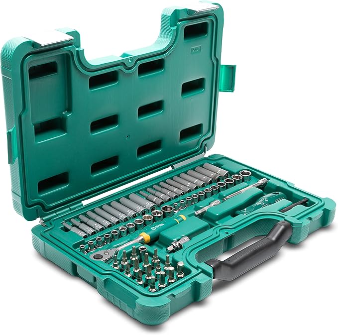 SATA 63 Piece Mechanics Tool Set | SAE & Metric | 1/4" Drive 72 Tooth Ratchet | Standard & Deep 6-Point Socket Set with Bit Sockets - ST09540G