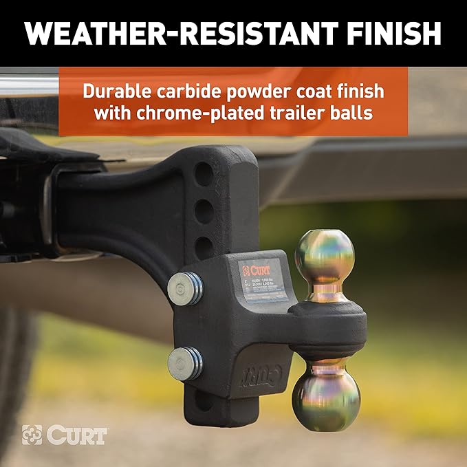 CURT 45937 HD Adjustable Hitch Ball Mount with Dual Ball, 2-1/2" Shank, Up to 20,000 lbs