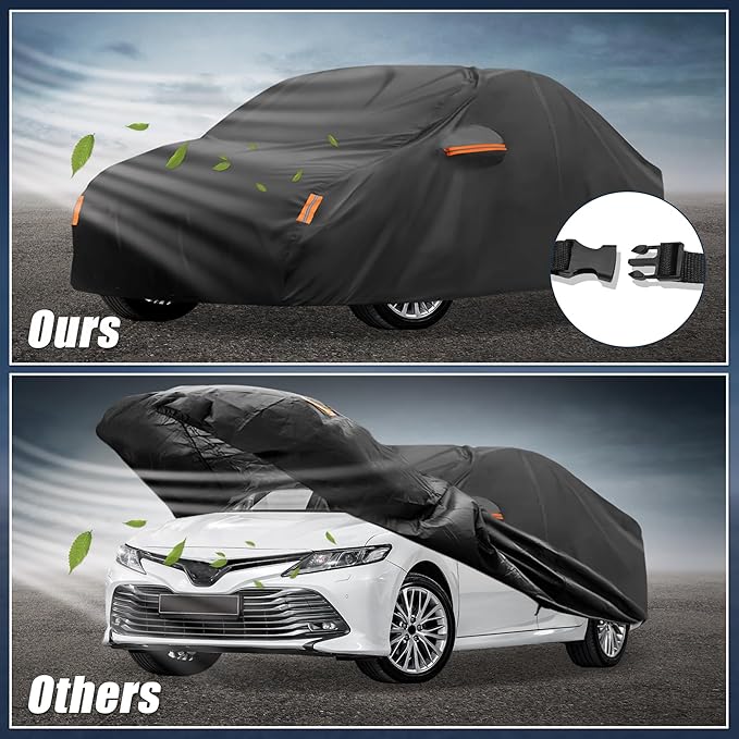 X AUTOHAUX Car Cover for Toyota Camry 2007-2022 Aluminum Film Outdoor Waterproof Sun Rain Snow Hail Protection with Driver Door Zipper