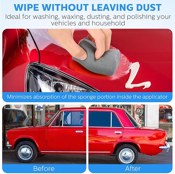 Riakrum 18 Pack Microfiber Applicator Pads Suede Car Detailing Sponge Ceramic Coating Applicator Pads Coating Sponge for Cars Graphene Metal Plastic Trim Ceramic Spray Applying Wax(Gray)
