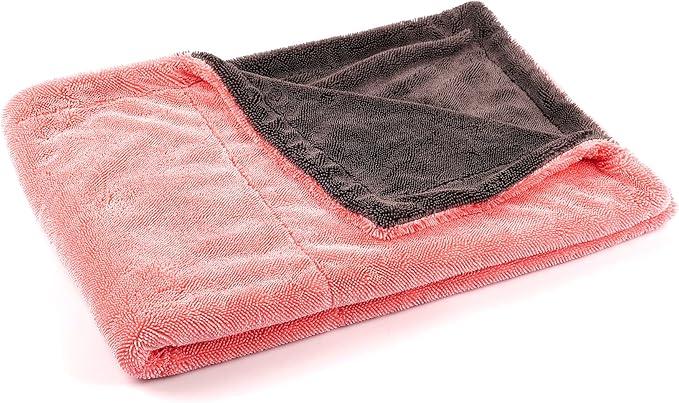 Maxshine 24" x 36" Universal Pink Car Drying Towel – 1200 GSM Rinse-Free Double-Sided Microfiber – Plush, Super Absorbent Towel for Car Wash & Detailing