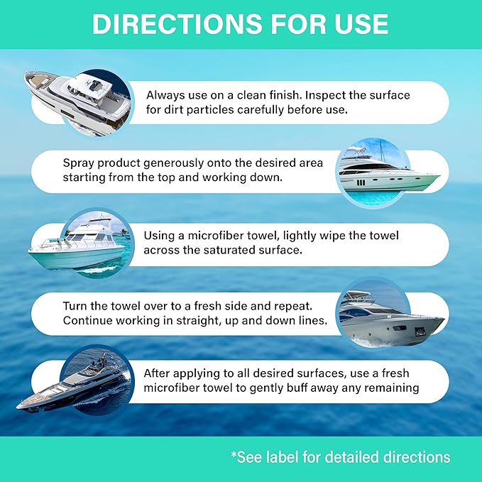 Boat Cleaner Wax - Ceramic Sio2 Sealant & Boat Ceramic Coating Spray, Exterior Boat Cleaner - Water Spot Remover, Boat UV Protectant Spray & Marine Wax for Boats to get a Glossy Shine - AquaDoc 16oz