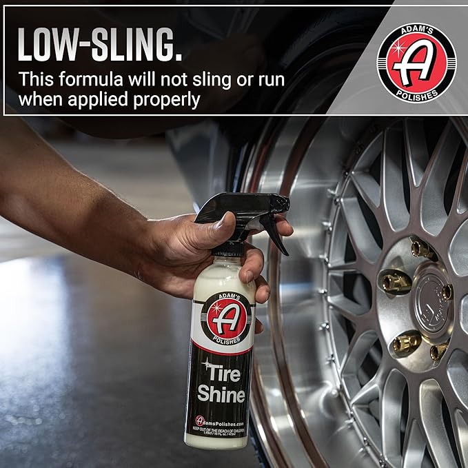 Adam's Tire Shine 16oz - Tire Dressing Spray with Added SIO2 for Rubber Protection, Gives A Glossy Wet Look & No Sling
