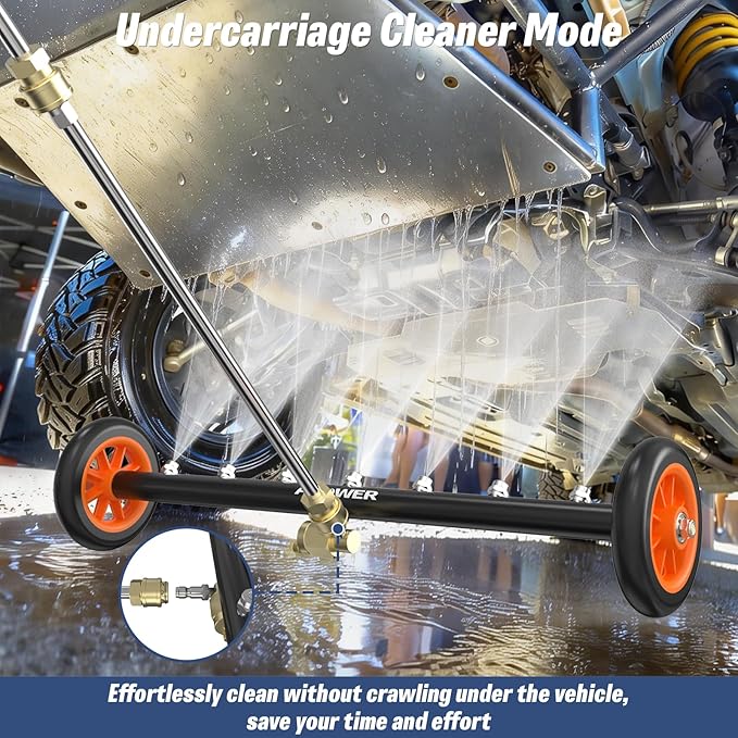 Undercarriage Pressure Washer Attachment, 24" Water Broom and Under Carriage Car Cleaner, Electric Power Wash Accessories with 3 Pieces Extension Wand, 1/4" Connector, 4000 PSI, Black