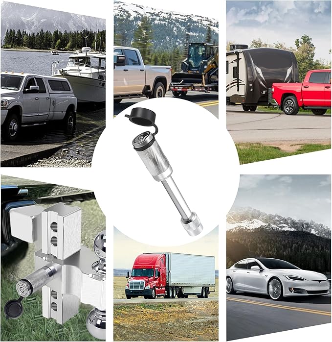 GAMPRO Trailer Hitch Lock 2PCS, Trailer Receiver Lock with 5/8" Pin for Class III IV 2" and 2-1/2" Receiver, for Hitch Bike Rack Tray Ball Tow Rope for Trailer Truck Car Boat
