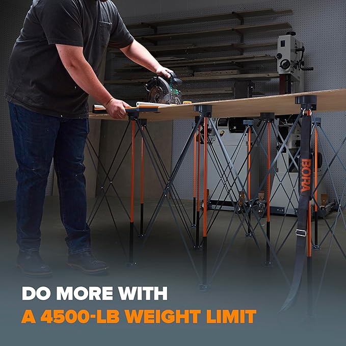 BORA Centipede Portable Workbench Folding Work Table for Garage Heavy Duty Collapsible Workbench Foldable Work Bench 4x6 Ft 4500 lb Capacity Woodworking Bench Mesa de Trabajo Portátil CT12