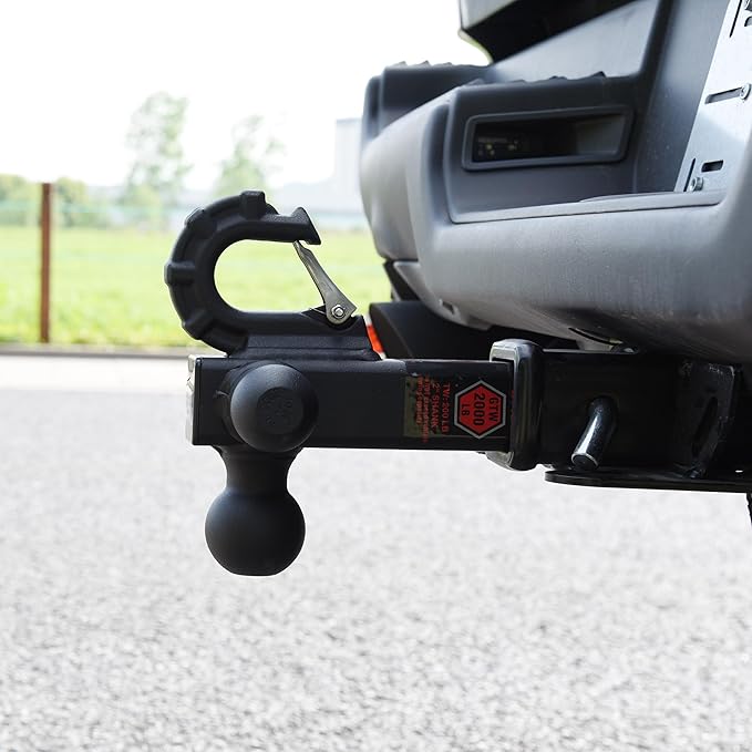TOPTOW Trailer Hitch Tri-Ball Hitch with Hitch Balls & Beast Tow Hook Matte Black, Fits 2-inch Receiver