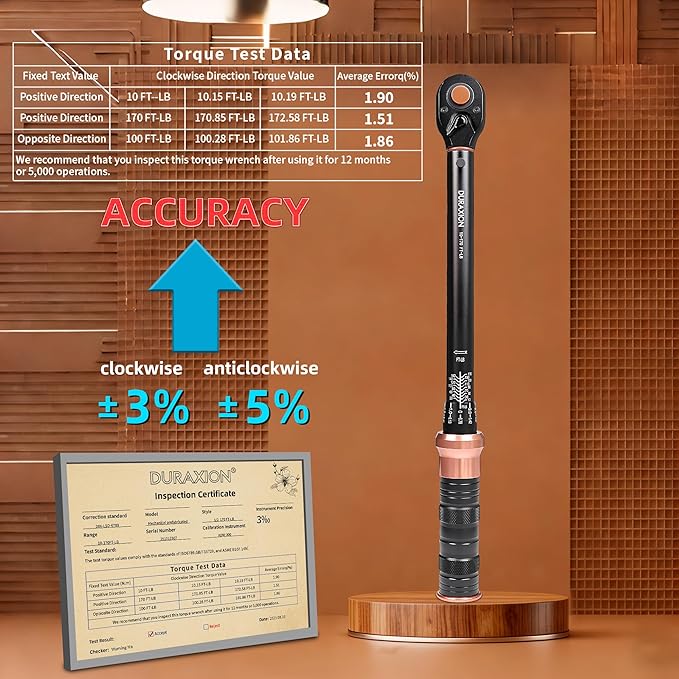 Torque Wrench 1/2” Dual Range Scales 10-170 Ft-Lb/13.56-230.5Nm, ±3% Precision, 72 tooth Dual-direction Torque Wrenchs for Moto, Car, Truck Maintenance