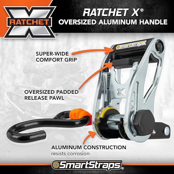 WINSTON PROD SmartStraps 14’ Premium Ratchet Straps, 4 Pack – 3,000lbs Break Strength, 1,000lbs Safe Work Load – Haul Heavy-Duty Loads Such As Boats and Appliances