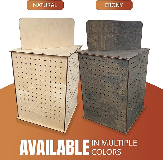 TORCHED DISPLAYS Rotating Display Stand | 22.5 x 16.76-inch | Rotating Organizer Wood Pegboard | Pegboard Display Stand for Craft Shows, Vendor Events, Jewelry, Accessories | Ebony