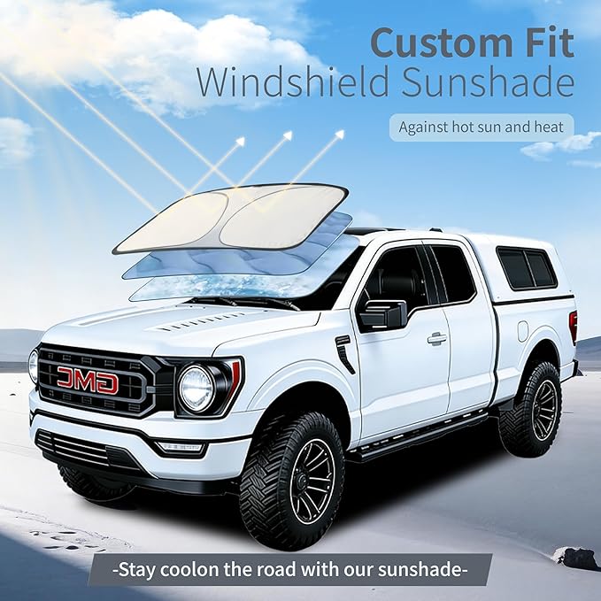 Car Cover Waterproof All-Weather,Heavy-Duty Outdoor Full Exterior Automobiles Snow Cover for Truck Cover with Camper Shell Topper 242 to 262 inch,with Sun Visor,Towel&Storage Bag