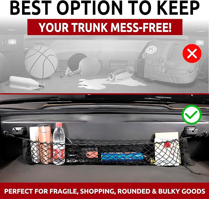 Envelope Style Automotive Trunk Mesh Cargo Net for Chevrolet Corvette C7 2014-2025 - Car Accessories - Premium Trunk Organizer and Storage - Vehicle Carrier Organizer for Chevy Corvette C 7