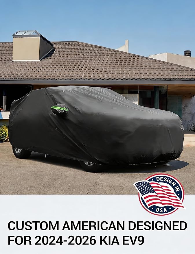 Proadsy Car Cover Custom Fit for 2024 2025 2026 Kia EV9, Waterproof All Weather for Automobiles, Full Exterior Cover Rain Snow Sun Protector Indoor Outdoor Car Cover