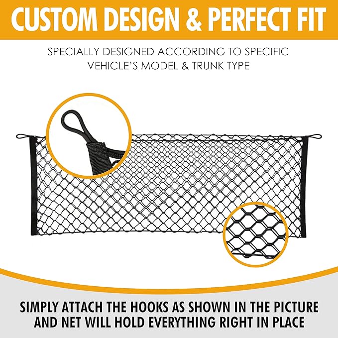 Envelope Style Trunk Mesh Cargo Net for Ford F150 2015-2025 Car Accessories - Premium Trunk Organizers and Storage - Cargo Bed for Pickup Truck