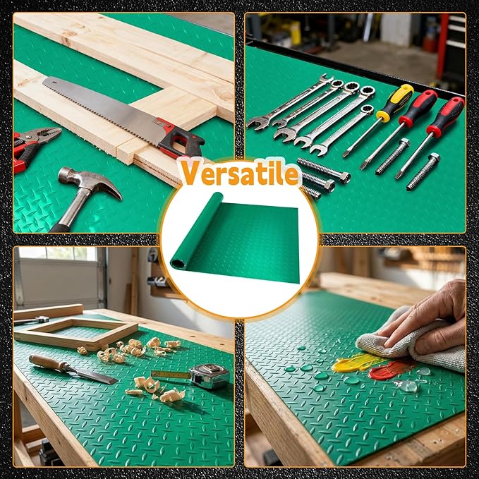 Workbench Mat, Green 23.62" x 70.87" PVC Work Bench Mat with Non-Slip Texture, 2 mm Thick Scratch & Stain Resistant Surface for Painting, Woodworking, Crafting, Projects and Tool Protection