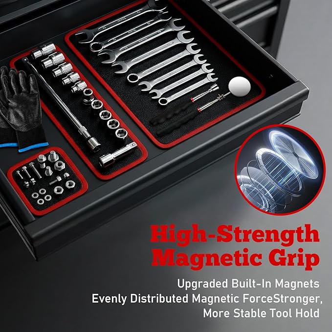 Qidejoy 3Pcs Magnetic Tool Mat with Pickup Tool & Telescoping Magnetic Inspection Mirror, Flexible PVC Pad & Non-Slip Holder & Tray – Tools for Mechanics, Garage, Workshop & Repair, Toolbox Organizer