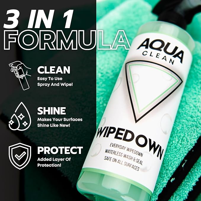 WIPEDOWN Ceramic Quick Detailer & Waterless Car Wash Spray | Clean, Shine, Protect | Car Truck Boat RV Motorcycle Marine | Hydrophobic Coating | UV Protection | Gloss Shine | USA Made